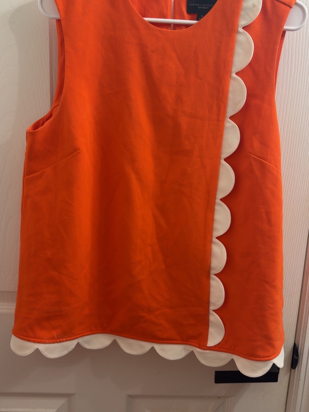 Victoria Beckham Orange Sleeveless Tunic with White Scallop Trim